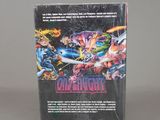 the back cover of a comic book on a gray surface