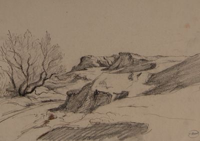 Paul BOREL (1828-1913) Étude de paysage rocheux
