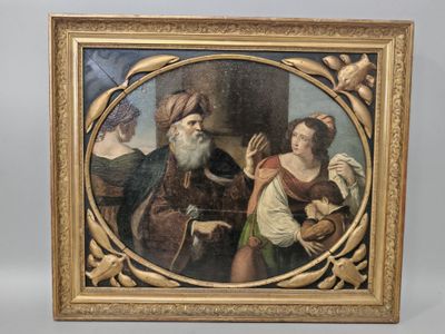 an image of a painting of a man with a beard and a woman holding a child