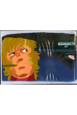a cartoon picture of a man with a gun in his hand