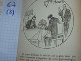 un livre ouvert sur lequel figure le dessin d'un homme assis à une table en face d'une femme