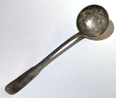 Louche en argent 950 millièmes modèle uniplat, la spatule chiffrée "MB - Photo 1