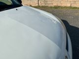 un chat assis sur le capot d'une voiture dans un parking