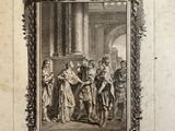 une vieille photo en noir et blanc représentant une peinture d'un groupe de personnes