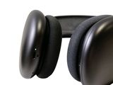 a pair of black headphones on a white background