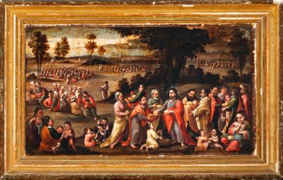une image d'une peinture représentant un groupe de personnes dans un champ