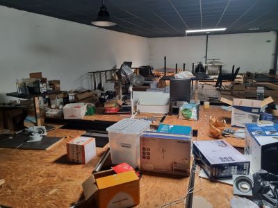 a room with a lot of boxes on the floor