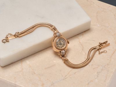 LEROY Montre de dame en or jaune 18k 750 millièmes à mouveme…