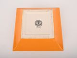 an orange picture frame with a picture of a lion on it