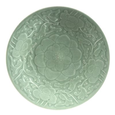 CHINE Assiette sur petit talon en porcelaine à glaçure célad…