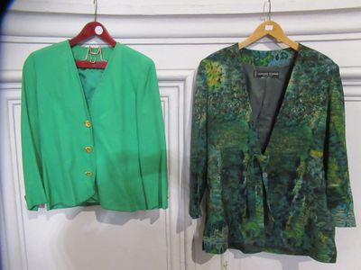Jean Louis SCHERRER Veste en tissu vert et jaune et un ensem…