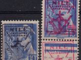 three stamps with a picture of a man and a woman on them