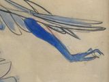 un dessin représentant un oiseau en plein vol dans le ciel