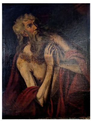 une image représentant un tableau d'un homme à la longue barbe