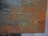 a close up picture of a painting on a easel