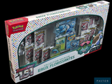 une boîte de cartes à collectionner Pokémon contenant divers objets