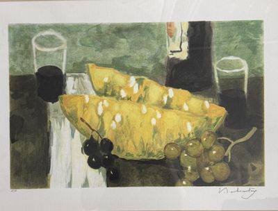 Eugène BABOULENE (1905-1994) Nature morte aux melons jaunes …