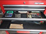 a red tool chest with a calculator, calculator and a calculator on it