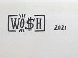 a black and white drawing of a sign that says wooh