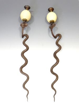 paire d'appliques murales anciennes en forme de serpent