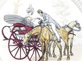 a plate with a picture of a couple riding in a horse drawn carriage