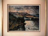 painting of a landscape with a river in the foreground and a castle in the distance