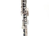 a close up of a clarinet on a white background with a white background