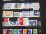 a picture of a collection of stamps on a table