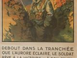 poster of a man in uniform holding a rifle in front of a mountain