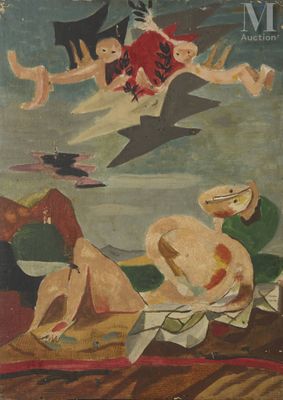 an image of a painting of a group of people on a beach