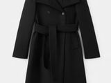 a black coat with a belt on a white background