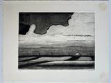 drawing of a black and white picture of a person walking on a beach