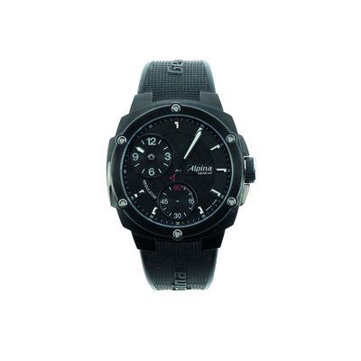 une montre noire avec un cadran noir sur fond blanc