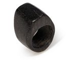 an image of a close up of a black ring on a white surface