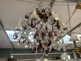 a chandelier hanging from the ceiling in a store
