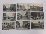 several old black and white photographs of a city street