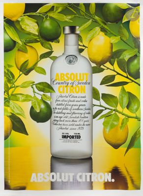 une publicité pour la vodka Absolut Lemon, avec un citronnier en arrière-plan