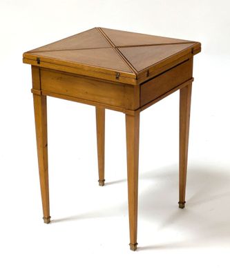 an image of a small wooden table on a white background