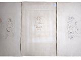trois dessins représentant un chien et un chat se trouvent sur une feuille de papier