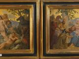 two paintings of jesus and other religious figures on a wall