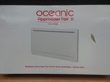 packaging of a white box with a picture of an oceanic appliance on it