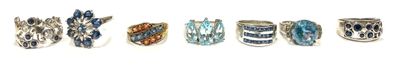 many different rings that are arranged in a row