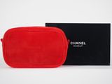 chanel red sued cosmetic case