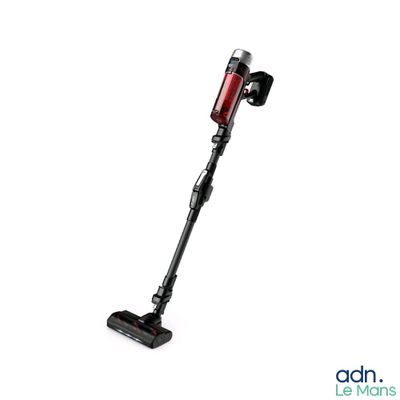 a close up of a cordless vacuum cleaner on a white background