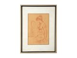 l'image d'un dessin représentant une femme assise sur une chaise