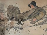 un tableau représentant une femme allongée dans un lit