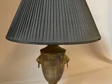 an image of a lamp with a black shade on top of it