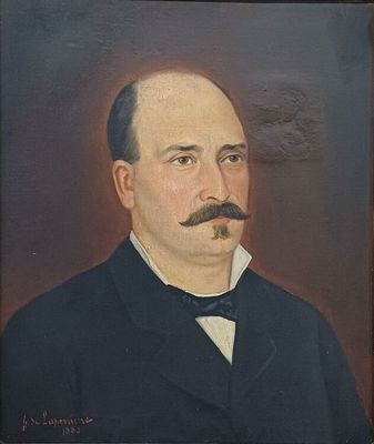 portrait of a man with a mustache and a bow tie