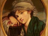 portrait of a young woman with a basket of fruit