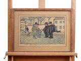 une photo d'une photo représentant un homme et une femme assis sur un banc